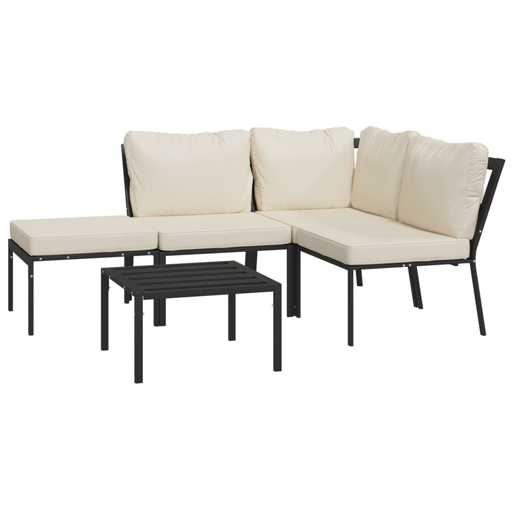 5-delige Loungeset met zandkleurige kussens staal is nu te koop bij PeponiXL, paradijselijk wonen!