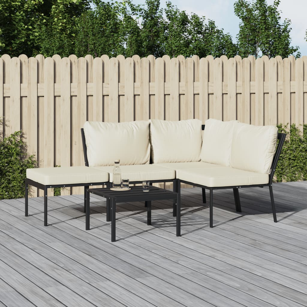 5-delige Loungeset met zandkleurige kussens staal is nu te koop bij PeponiXL, paradijselijk wonen!