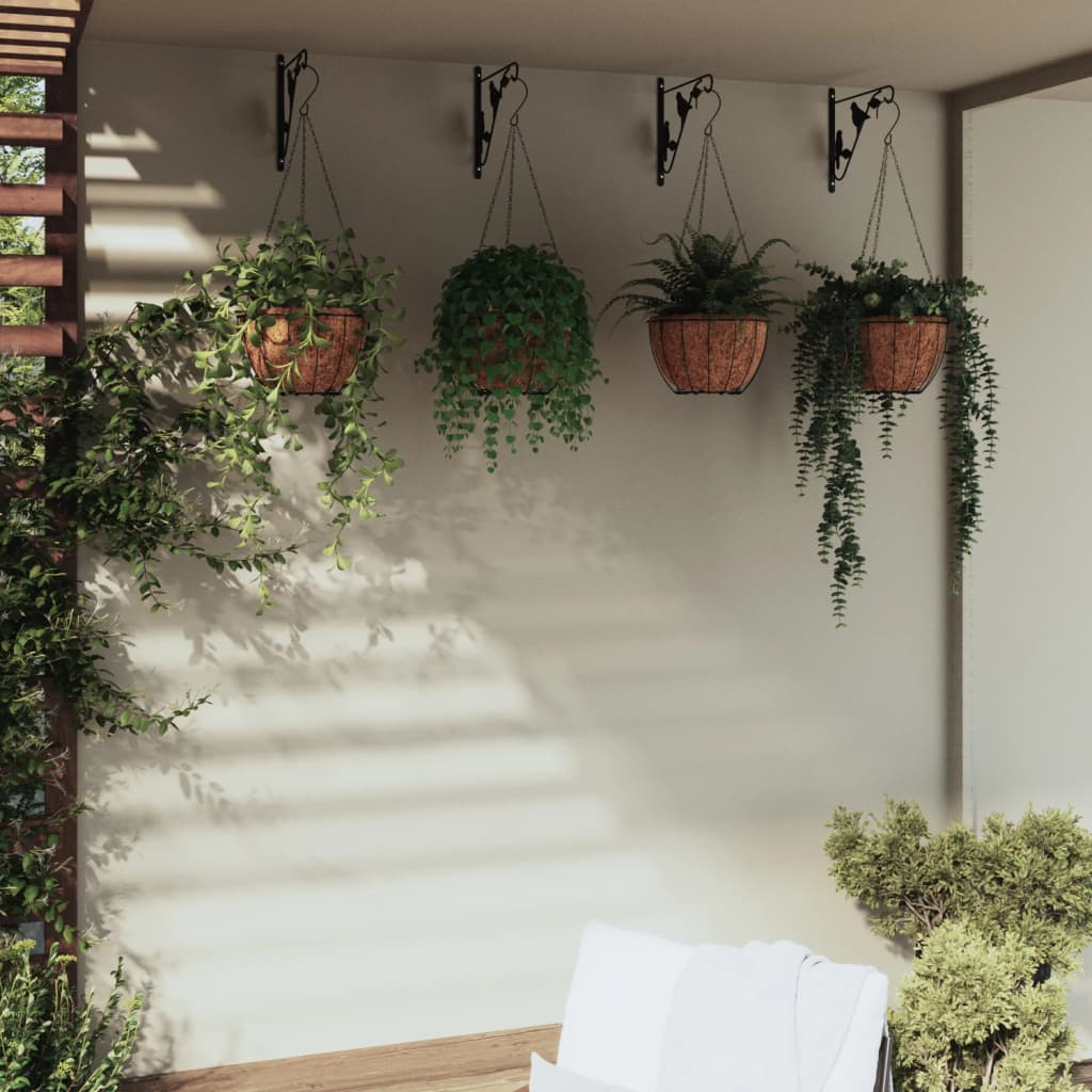 Hangmandbeugels met plantenbakken 4 st staal zwart is nu te koop bij PeponiXL, paradijselijk wonen!