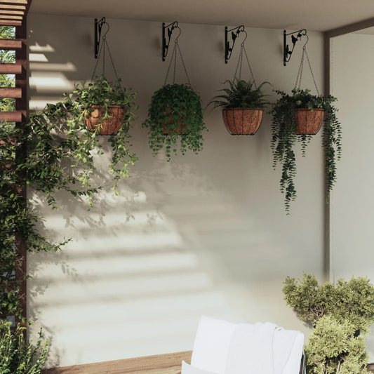 Hangmandbeugels met plantenbakken 4 st staal zwart is nu te koop bij PeponiXL, paradijselijk wonen!