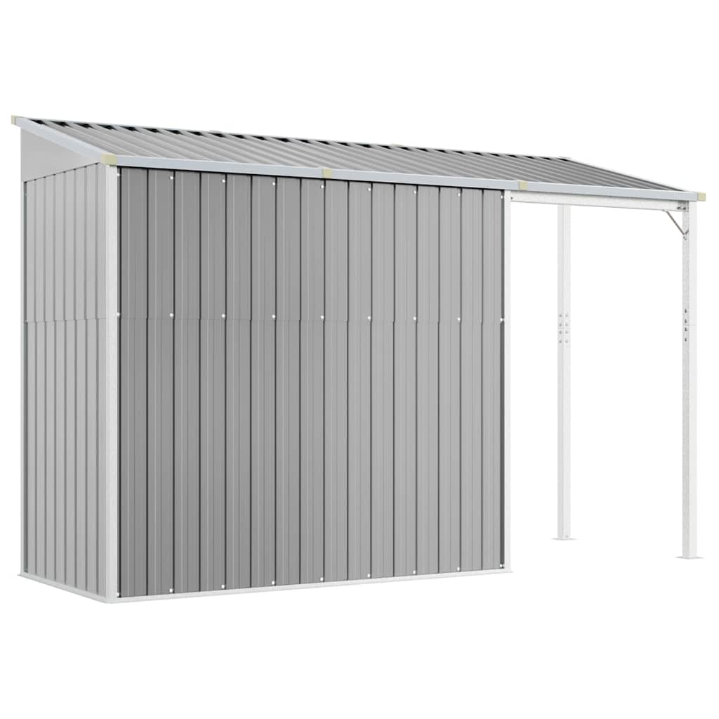 Tuinhuis met verlengd dak lichtgrijs 277x107x181 cm staal is nu te koop bij PeponiXL, paradijselijk wonen!