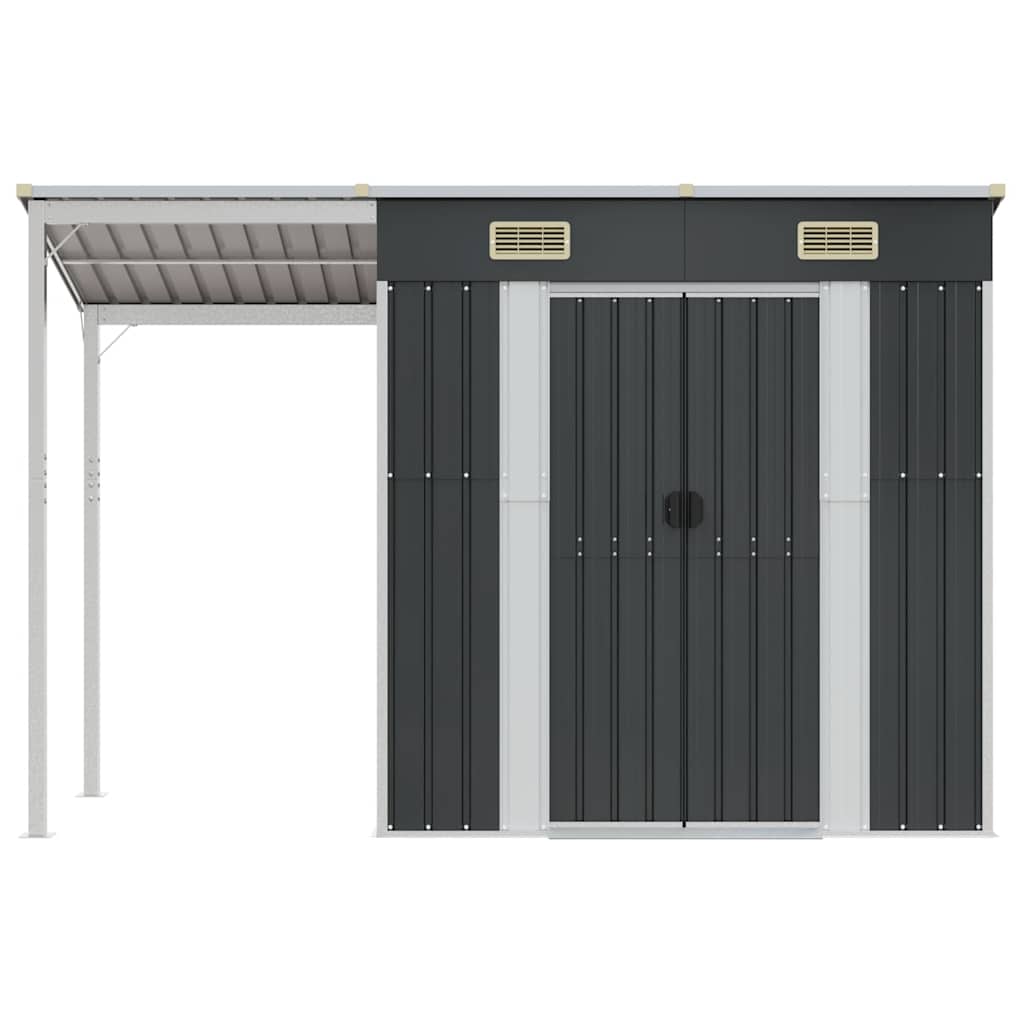 Tuinschuur met verlengd dak 277x107x181 cm staal antraciet is nu te koop bij PeponiXL, paradijselijk wonen!