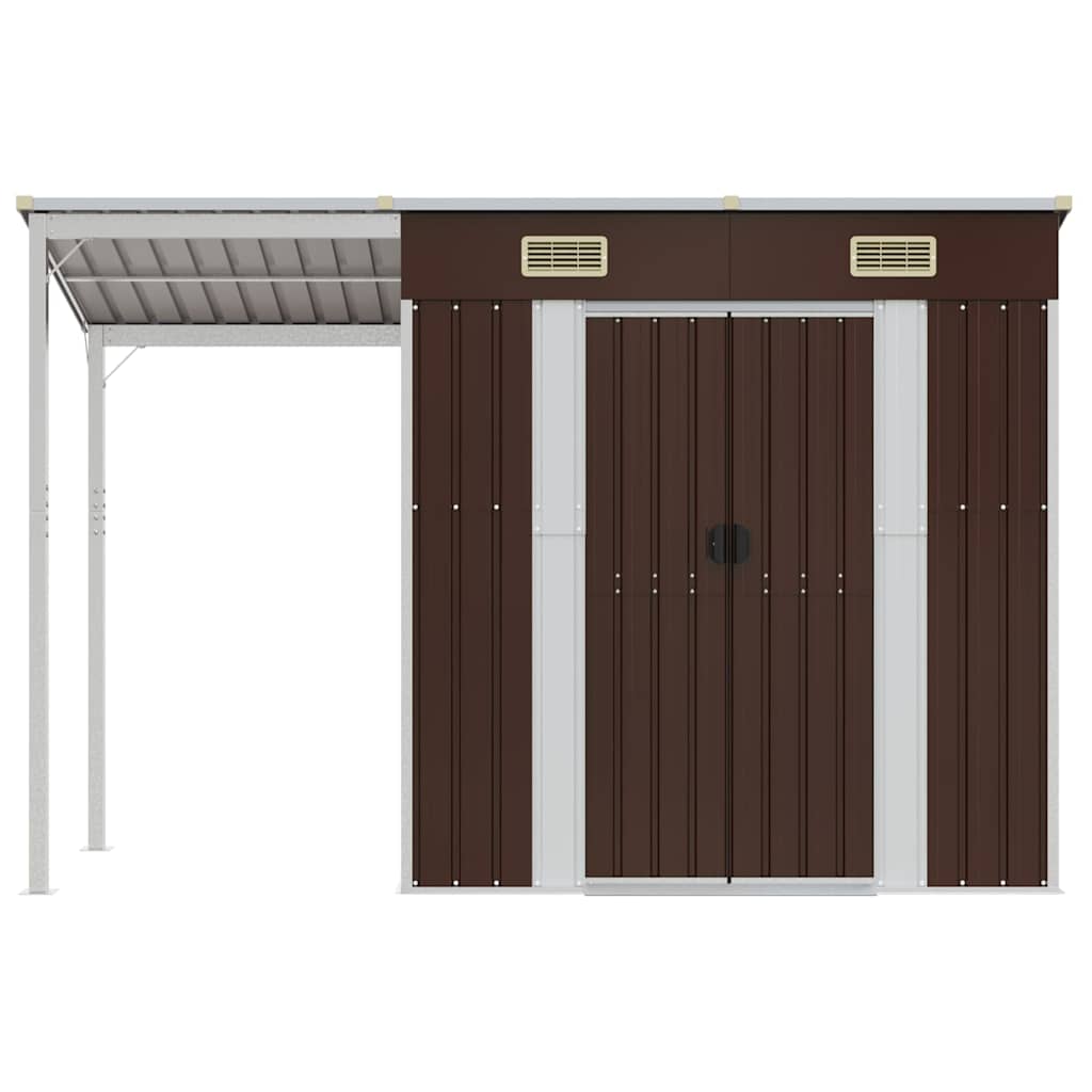 Tuinschuur met verlengd dak 277x107x181 cm staal bruin is nu te koop bij PeponiXL, paradijselijk wonen!