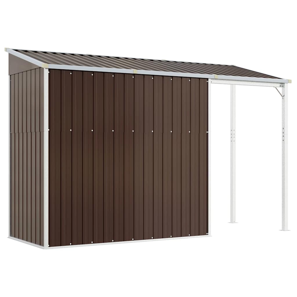 Tuinschuur met verlengd dak 277x107x181 cm staal bruin is nu te koop bij PeponiXL, paradijselijk wonen!