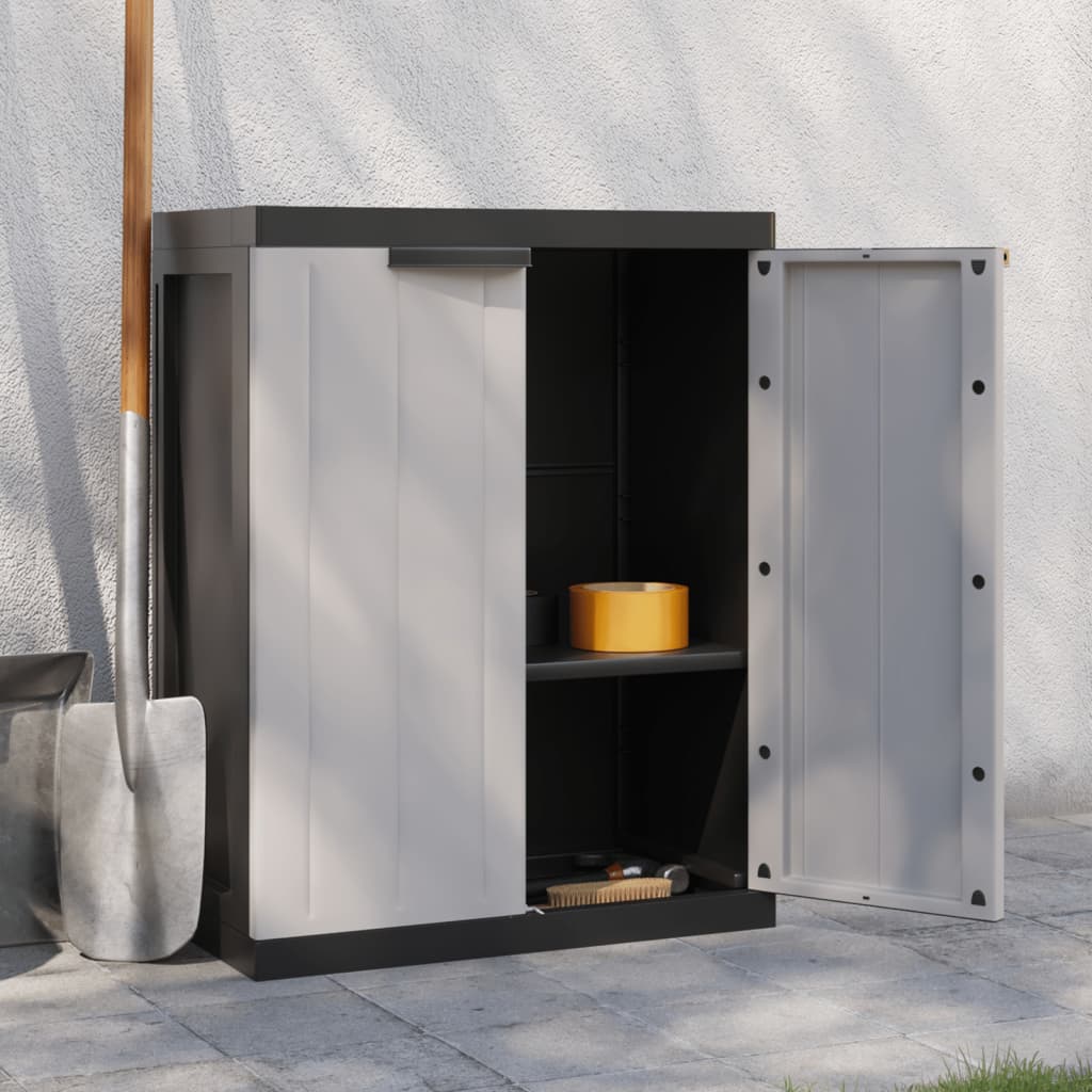 Tuinkast 65x37x85 cm polypropeen grijs en zwart is nu te koop bij PeponiXL, paradijselijk wonen!