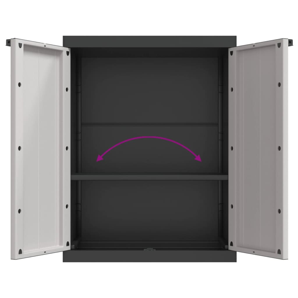 Tuinkast 65x37x85 cm polypropeen grijs en zwart is nu te koop bij PeponiXL, paradijselijk wonen!