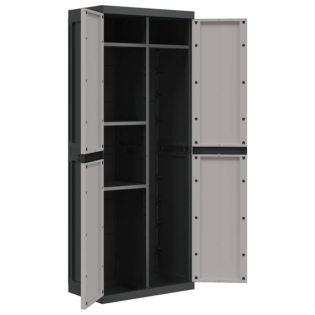 Tuinkast 65x37x165 cm polypropeen grijs en zwart is nu te koop bij PeponiXL, paradijselijk wonen!