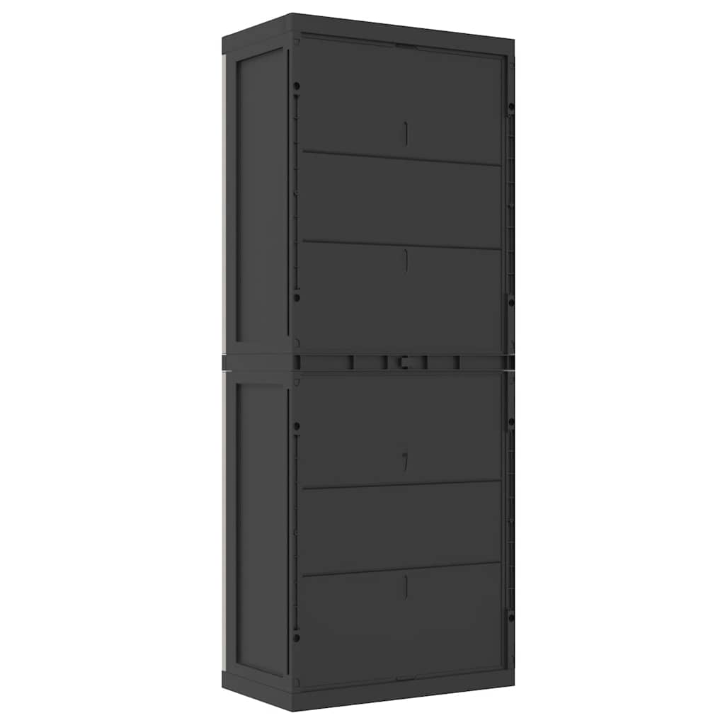 Tuinkast 65x37x165 cm polypropeen grijs en zwart is nu te koop bij PeponiXL, paradijselijk wonen!