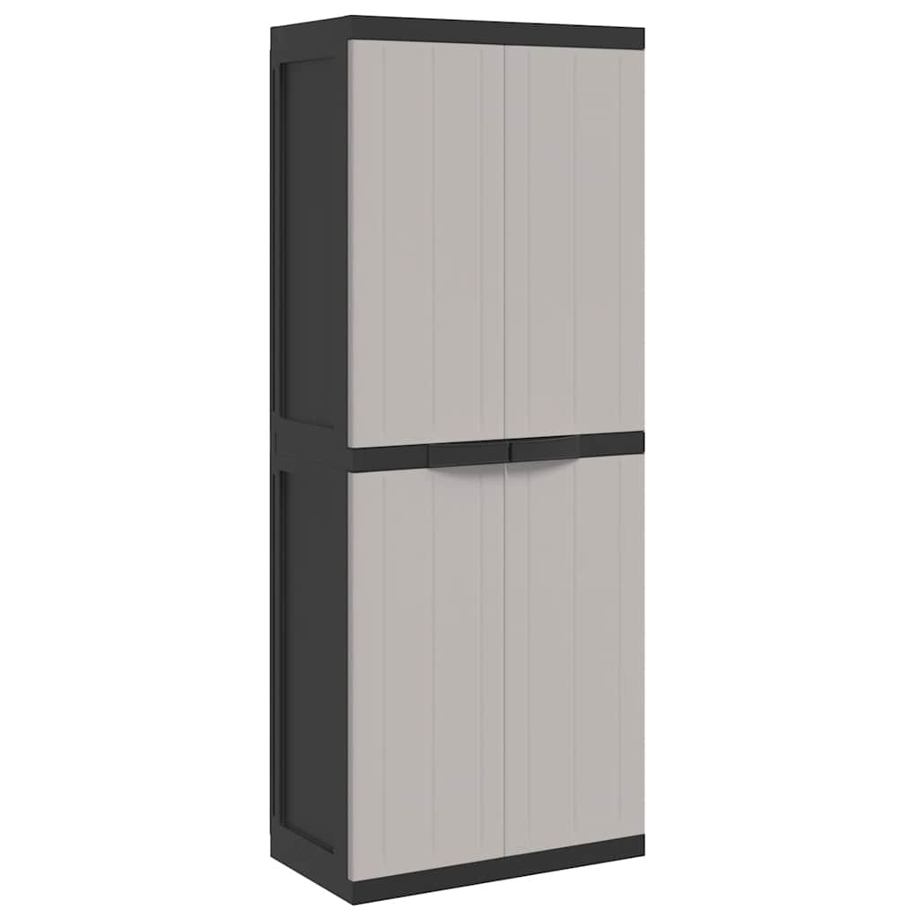 Tuinkast 65x37x165 cm polypropeen grijs en zwart is nu te koop bij PeponiXL, paradijselijk wonen!