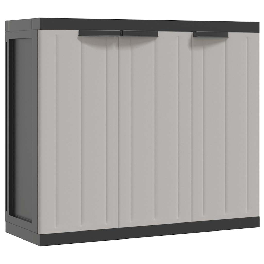 Tuinkast 97x37x85 cm polypropeen grijs en zwart