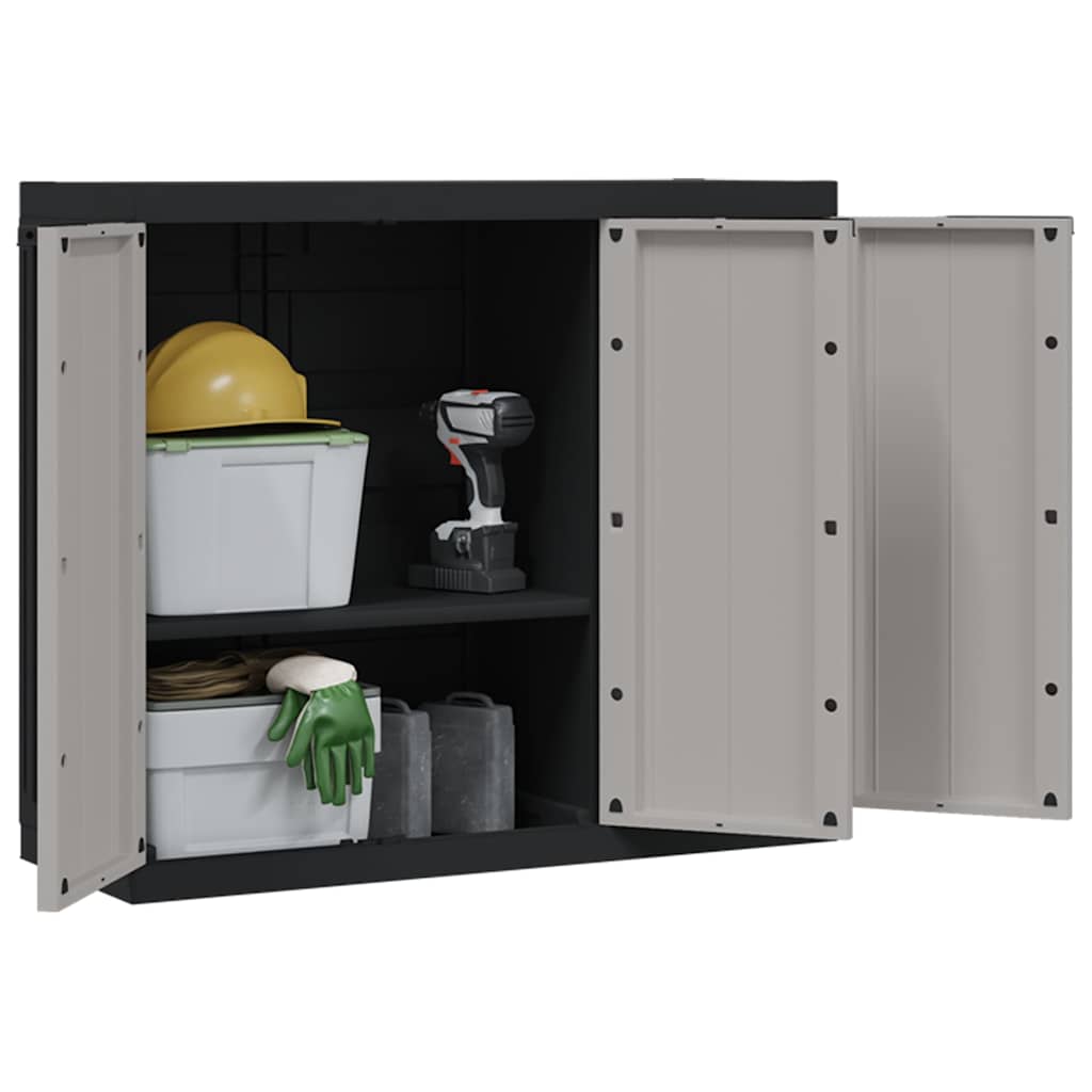 Tuinkast 97x37x85 cm polypropeen grijs en zwart