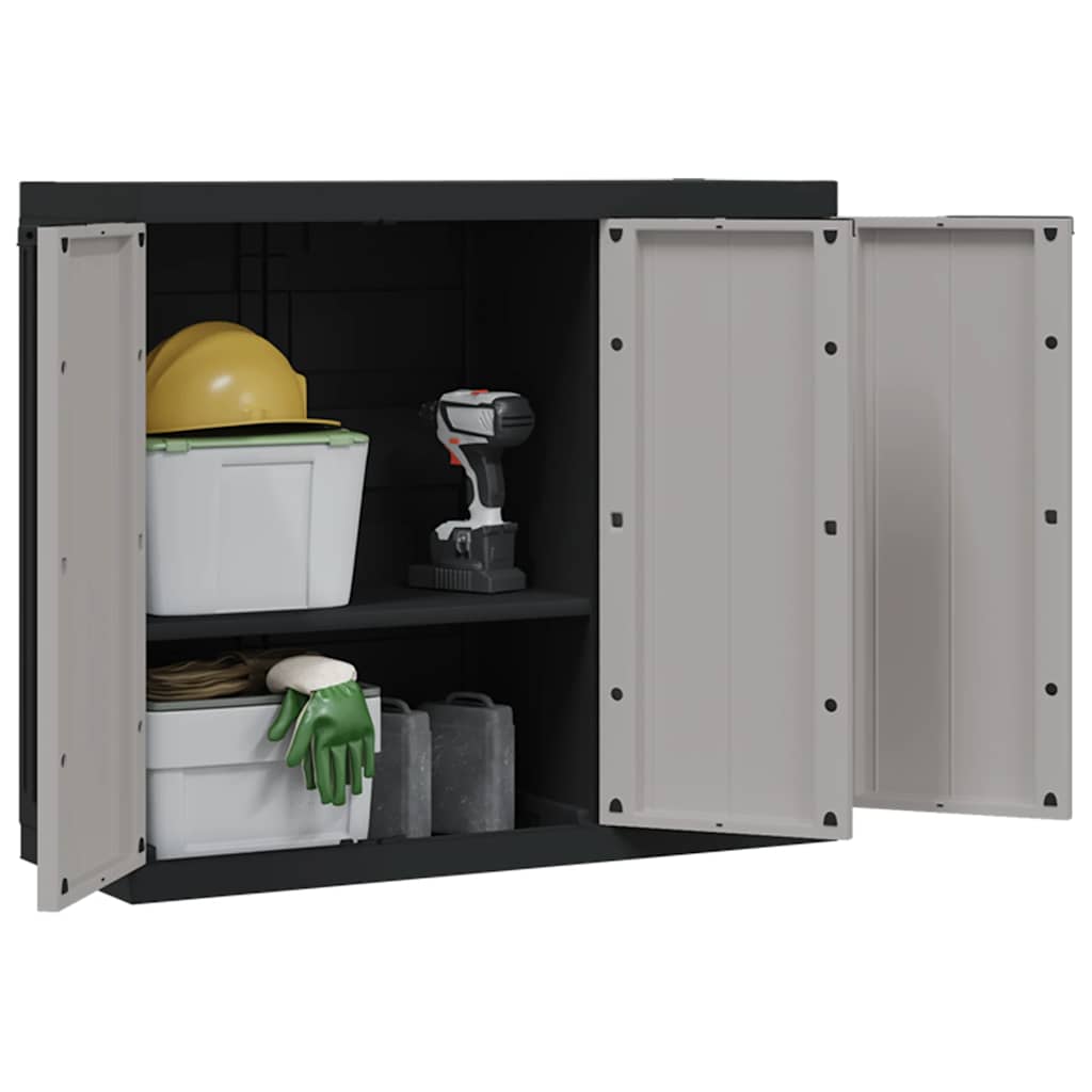 Tuinkast 97x37x85 cm polypropeen grijs en zwart