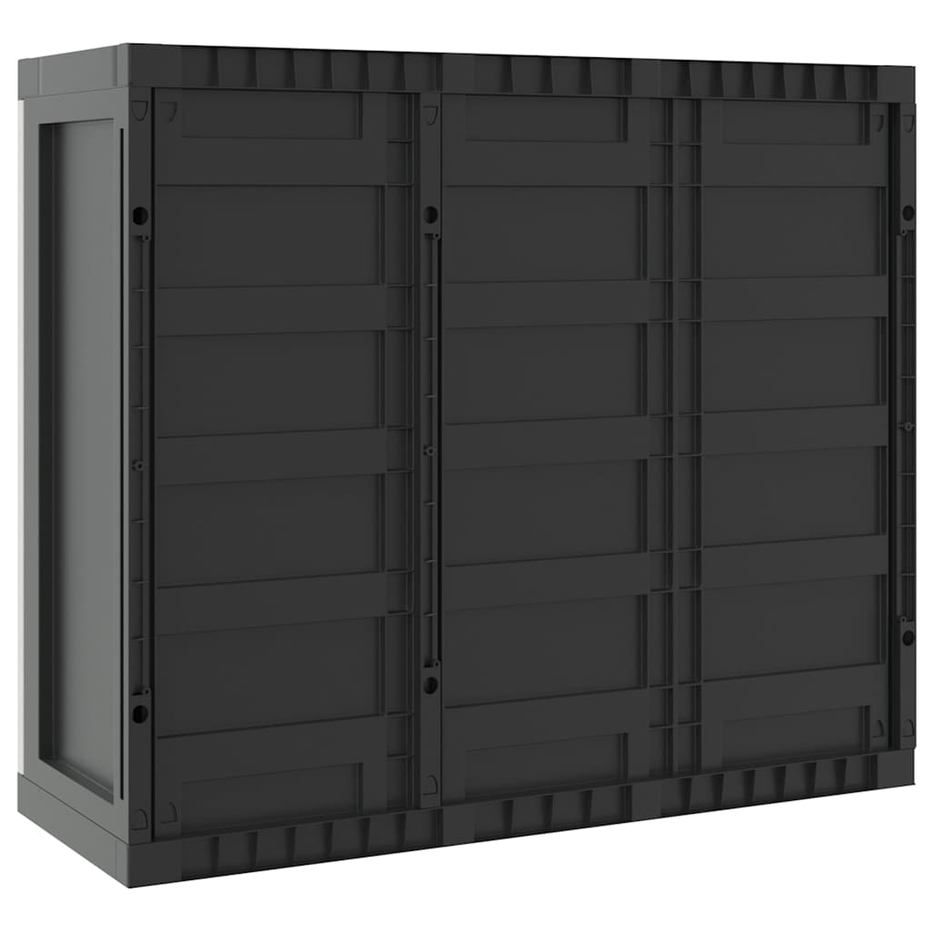Tuinkast 97x37x85 cm polypropeen grijs en zwart