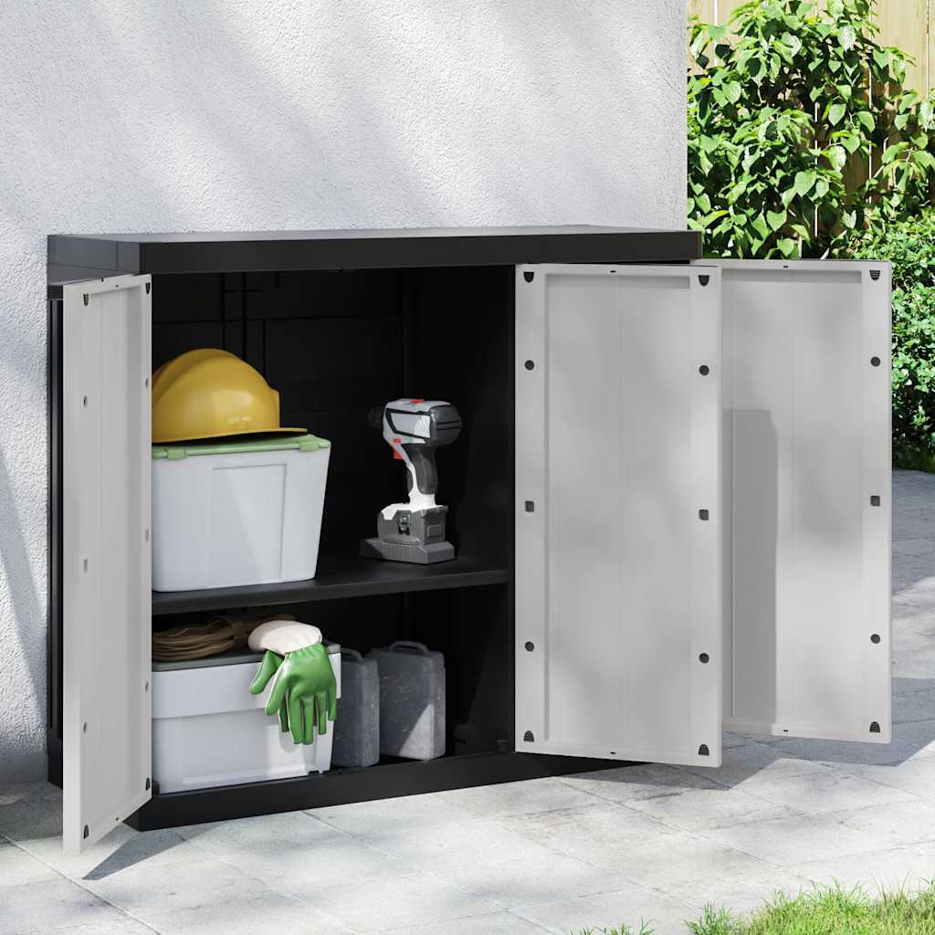 Tuinkast 97x37x85 cm polypropeen grijs en zwart