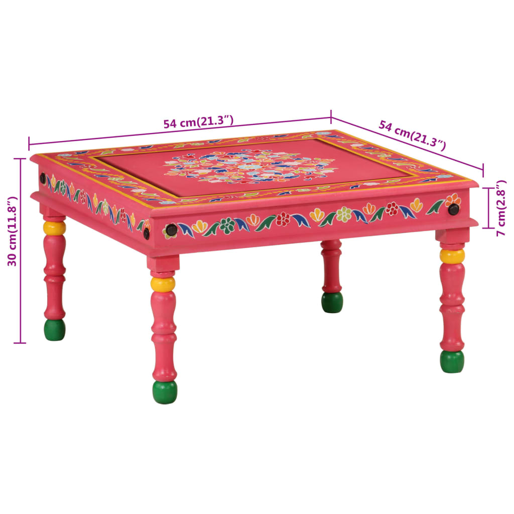 Salontafel handbeschilderd massief mangohout roze is nu te koop bij PeponiXL, paradijselijk wonen!