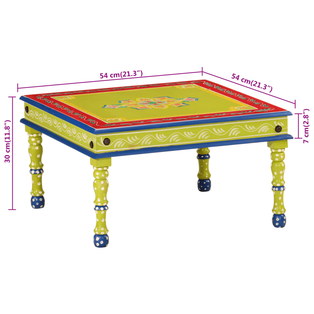 Salontafel handbeschilderd massief mangohout groen is nu te koop bij PeponiXL, paradijselijk wonen!