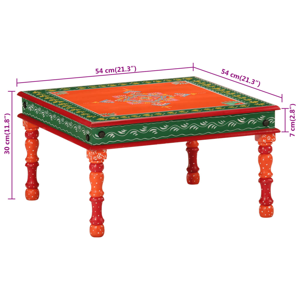 Salontafel handbeschilderd massief mangohout oranje is nu te koop bij PeponiXL, paradijselijk wonen!