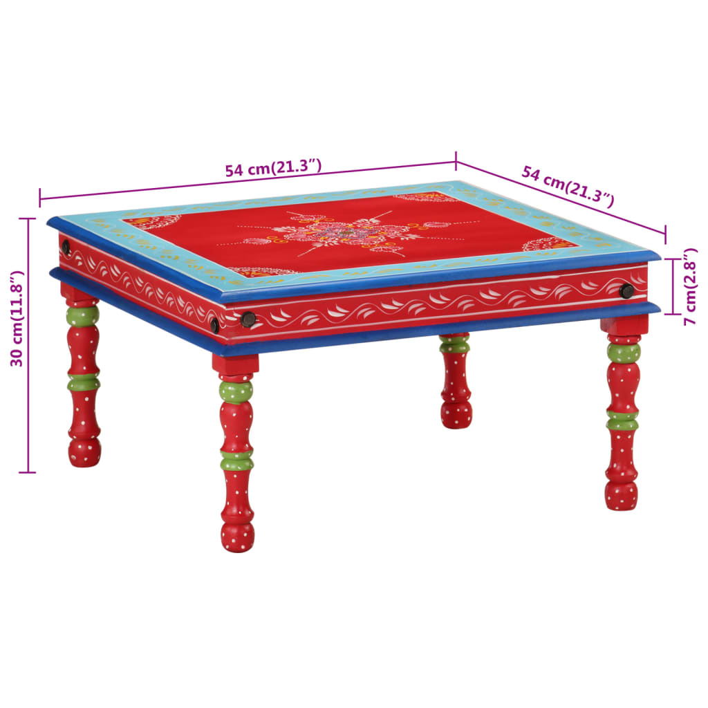 Salontafel handbeschilderd massief mangohout rood is nu te koop bij PeponiXL, paradijselijk wonen!