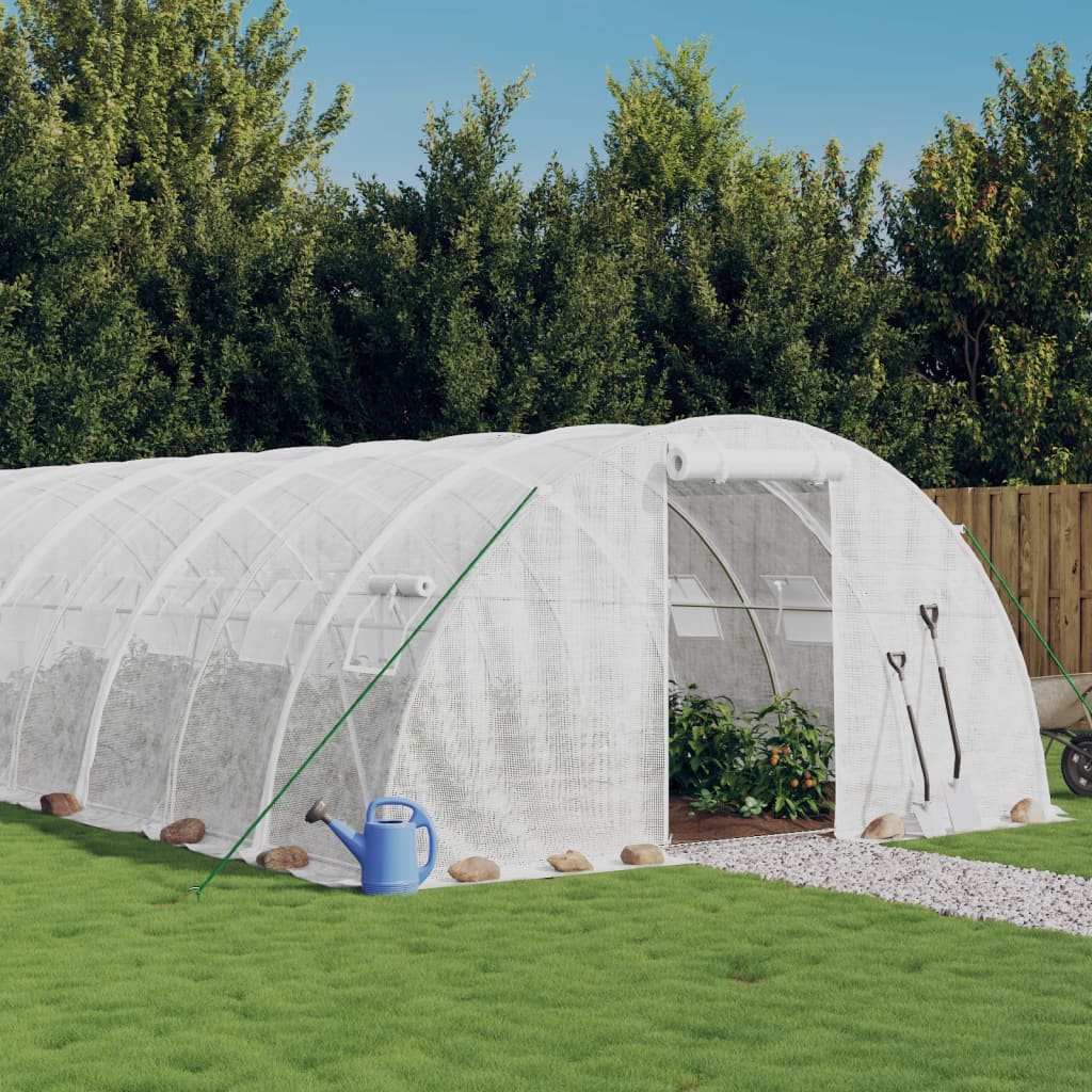Tuinkas met stalen frame 32 m² 8x4x2 m wit is nu te koop bij PeponiXL, paradijselijk wonen!