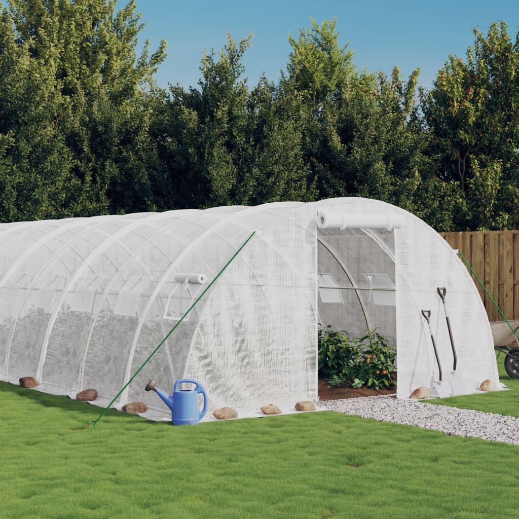 Tuinkas met stalen frame 64 m² 16x4x2 m wit is nu te koop bij PeponiXL, paradijselijk wonen!
