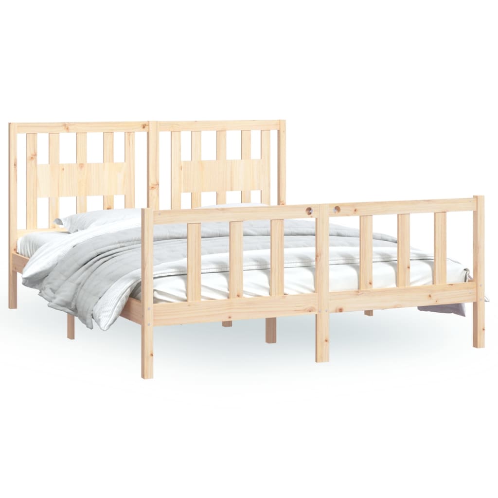 Bedframe met hoofdbord massief grenenhout 160x200 cm is nu te koop bij PeponiXL, paradijselijk wonen!