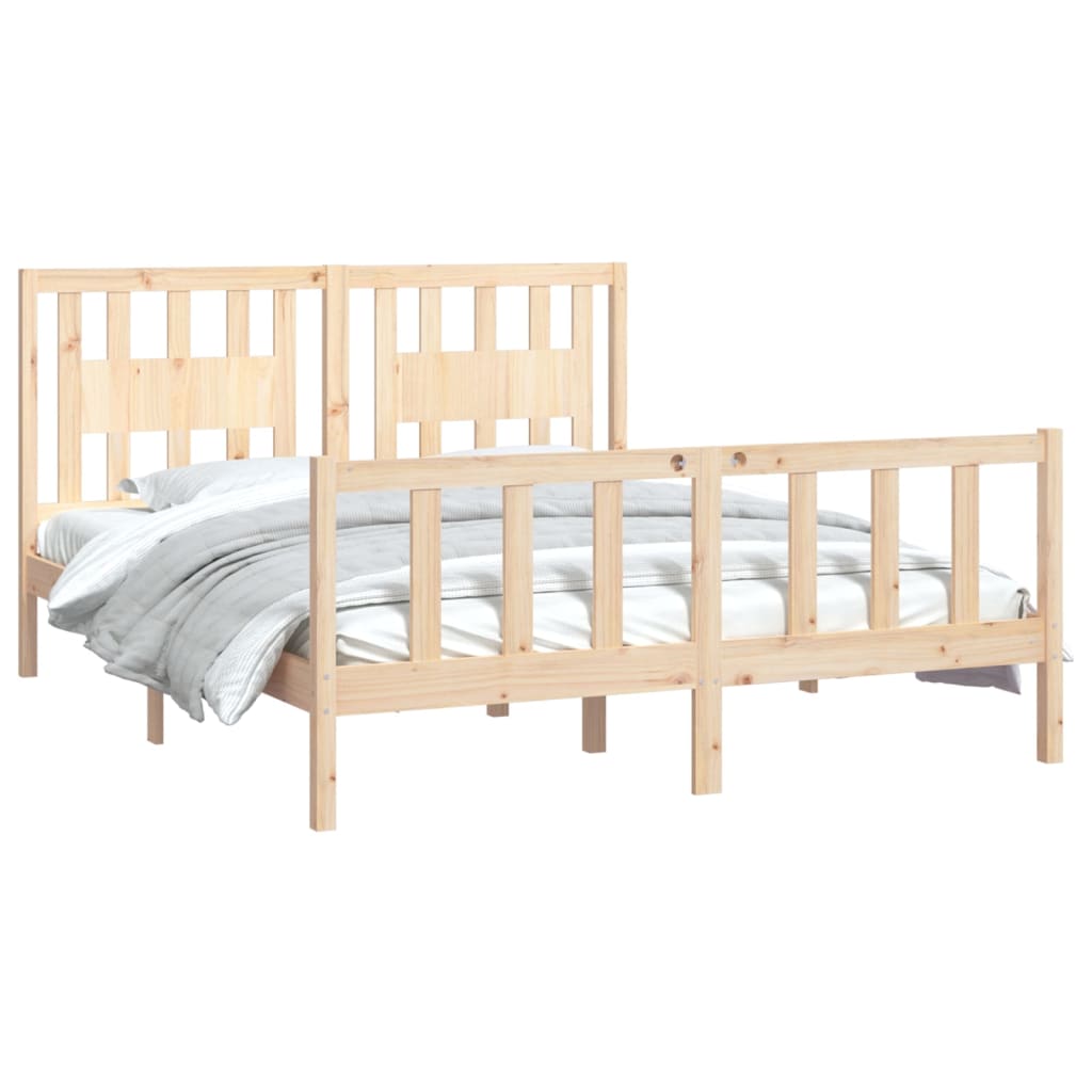 Bedframe met hoofdbord massief grenenhout 160x200 cm is nu te koop bij PeponiXL, paradijselijk wonen!