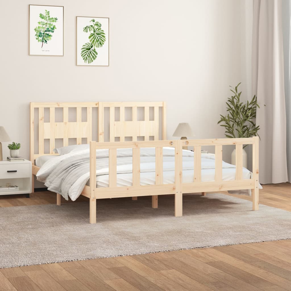 Bedframe met hoofdbord massief grenenhout 160x200 cm is nu te koop bij PeponiXL, paradijselijk wonen!