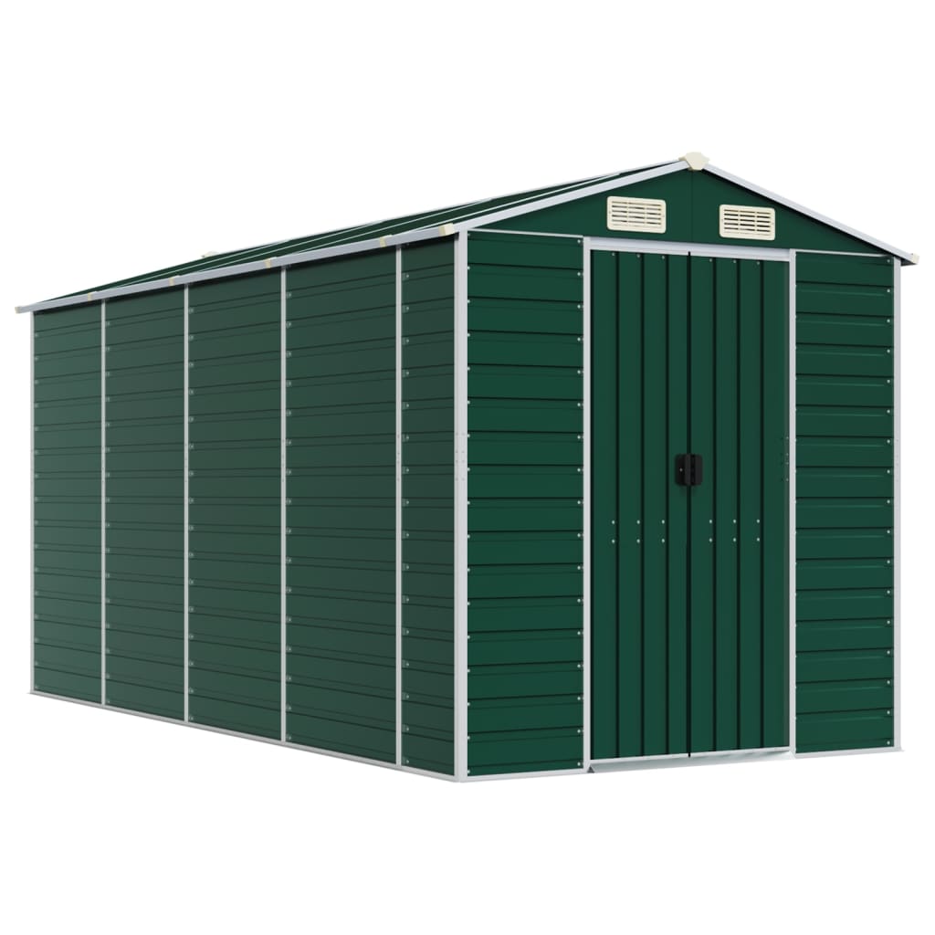 Tuinschuur 191x385x198 cm gegalvaniseerd staal groen is nu te koop bij PeponiXL, paradijselijk wonen!