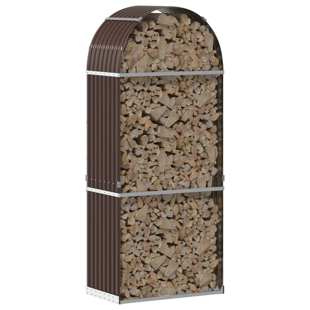 Haardhoutopslag 80x45x190 cm gegalvaniseerd staal bruin is nu te koop bij PeponiXL, paradijselijk wonen!