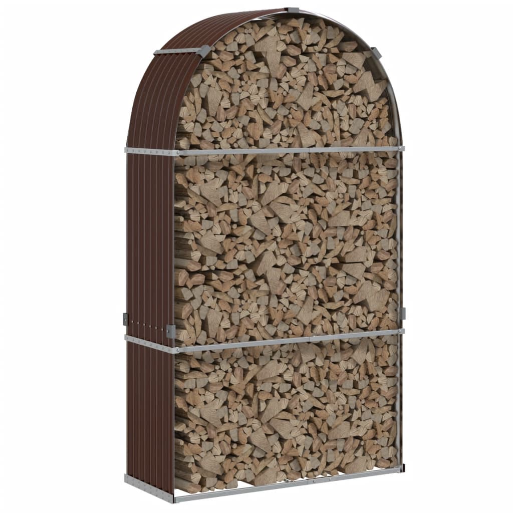 Haardhoutopslag 120x45x210 cm gegalvaniseerd staal bruin is nu te koop bij PeponiXL, paradijselijk wonen!