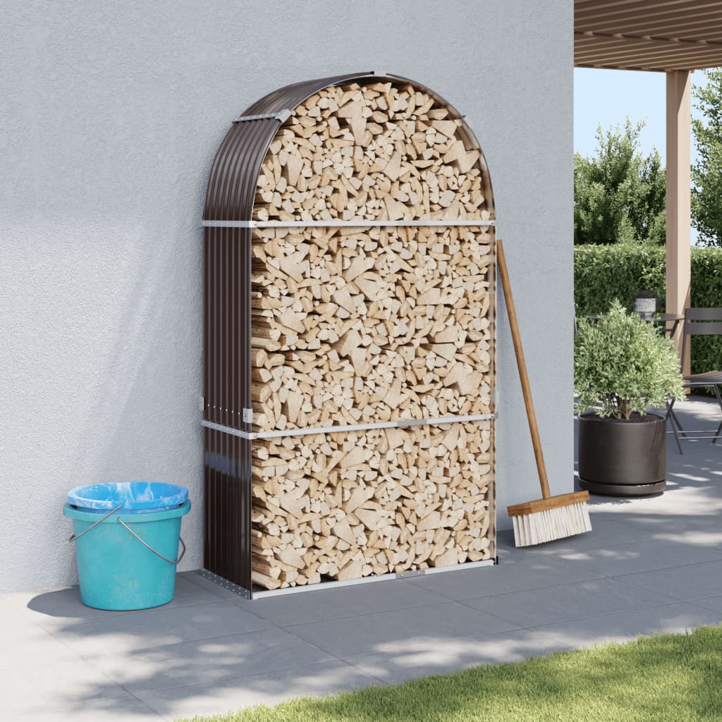 Haardhoutopslag 120x45x210 cm gegalvaniseerd staal bruin is nu te koop bij PeponiXL, paradijselijk wonen!