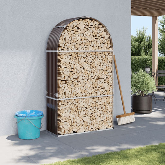 Haardhoutopslag 120x45x210 cm gegalvaniseerd staal bruin is nu te koop bij PeponiXL, paradijselijk wonen!