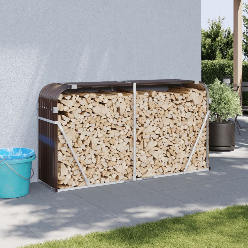 Haardhoutopslag 180x45x100 cm gegalvaniseerd staal bruin is nu te koop bij PeponiXL, paradijselijk wonen!