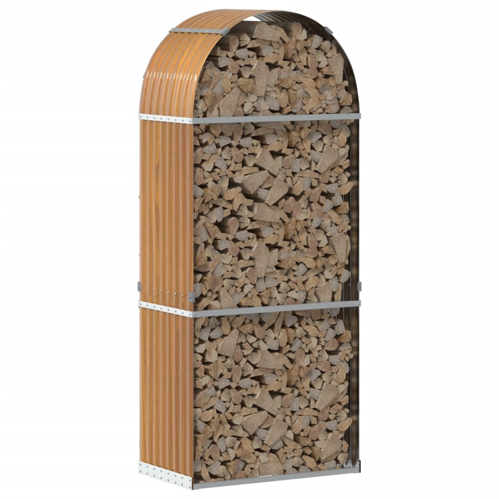 Haardhoutopslag 80x45x190 cm gegalvaniseerd staal houtlook is nu te koop bij PeponiXL, paradijselijk wonen!