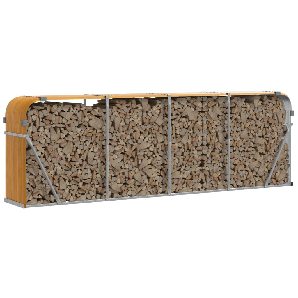 Haardhoutopslag 300x45x100 cm gegalvaniseerd staal houtlook is nu te koop bij PeponiXL, paradijselijk wonen!