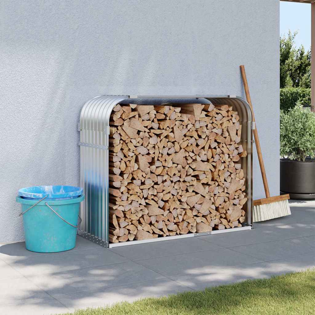 Haardhoutopslag 120x45x100 cm gegalvaniseerd staal zilverkleur is nu te koop bij PeponiXL, paradijselijk wonen!