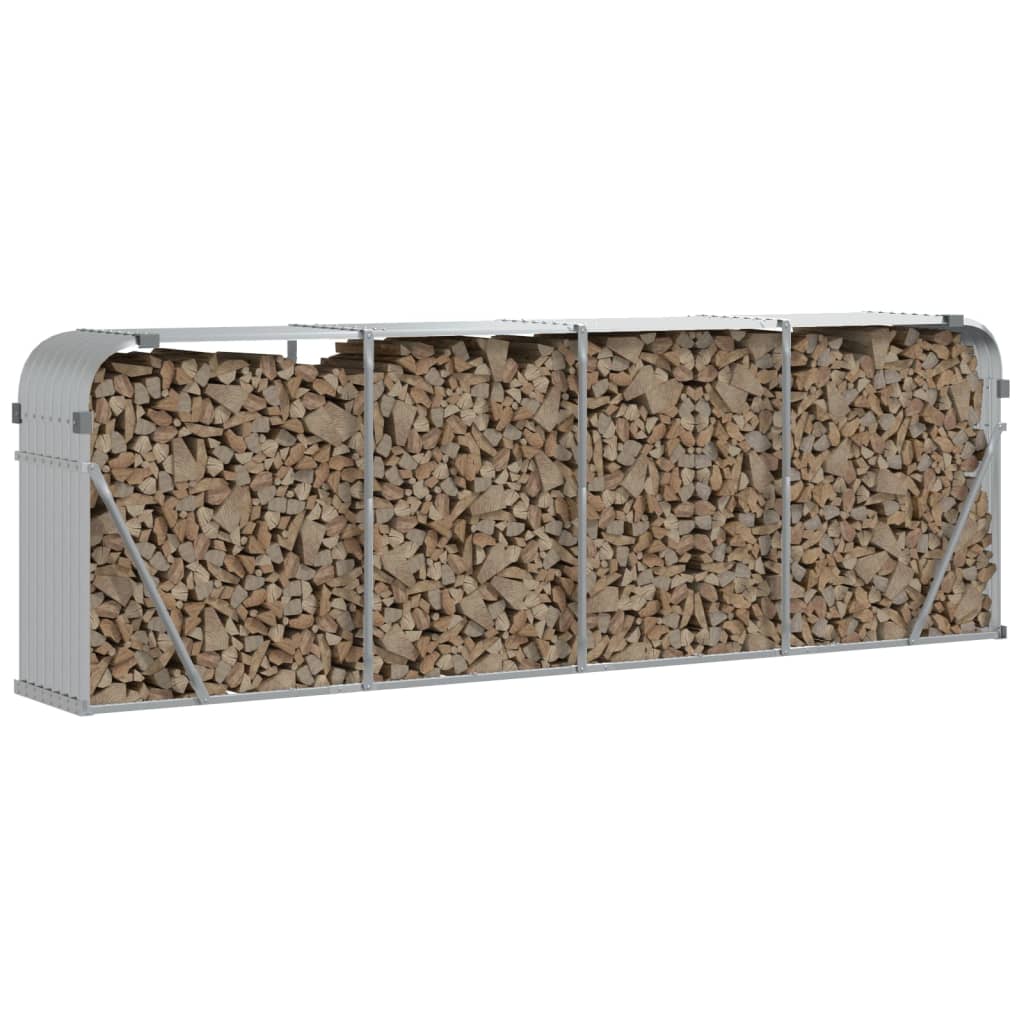 Haardhoutopslag 300x45x100 cm gegalvaniseerd staal zilverkleur is nu te koop bij PeponiXL, paradijselijk wonen!