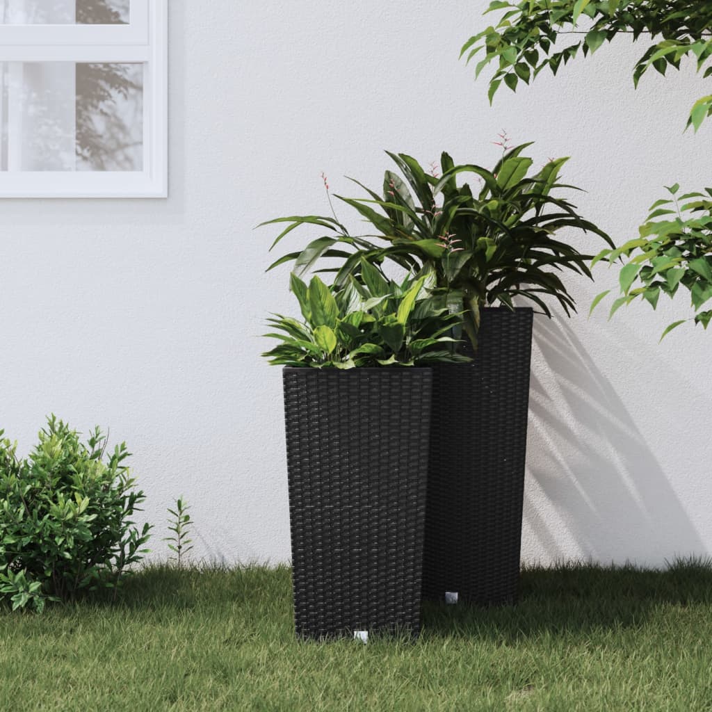 Plantenbak uitneembare bak rattan-look 11/26,5 L PP antraciet is nu te koop bij PeponiXL, paradijselijk wonen!