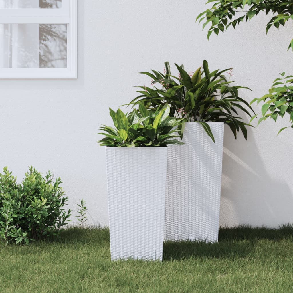 Plantenbak met uitneembare bak rattan-look 11/26,5 L PP wit is nu te koop bij PeponiXL, paradijselijk wonen!