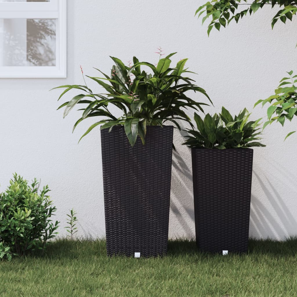 Plantenbak met uitneembare bak rattan-look 21/49 L PP antraciet is nu te koop bij PeponiXL, paradijselijk wonen!