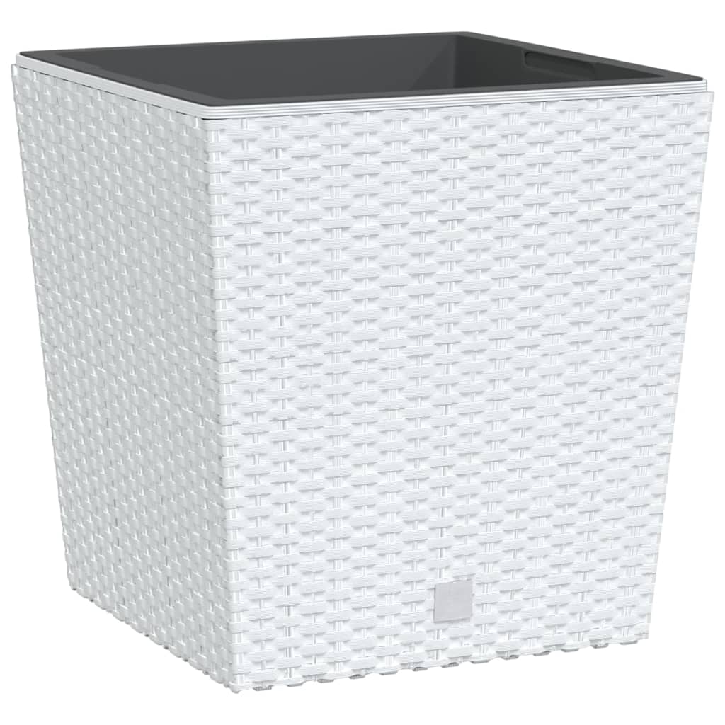 Plantenbak met uitneembare bak rattan-look 21/32 L PP wit is nu te koop bij PeponiXL, paradijselijk wonen!