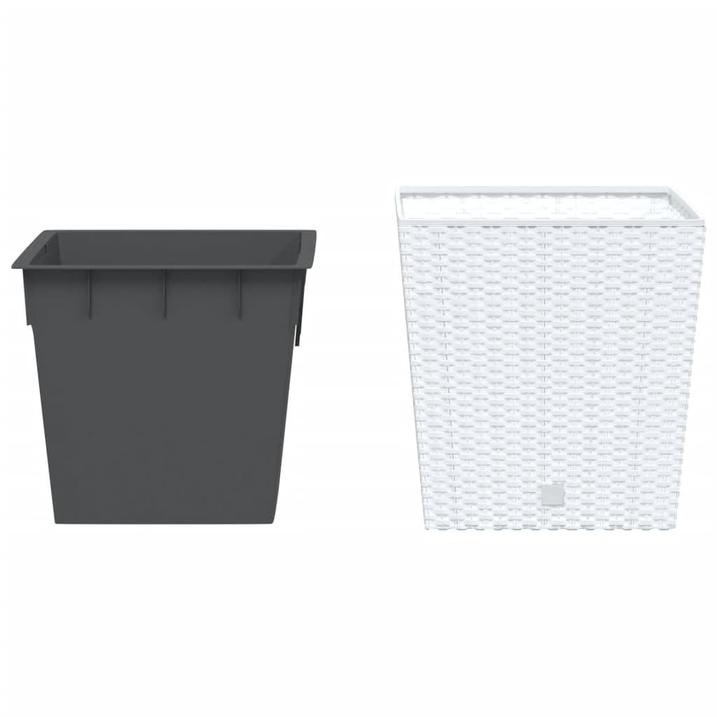 Plantenbak met uitneembare bak rattan-look 21/32 L PP wit is nu te koop bij PeponiXL, paradijselijk wonen!