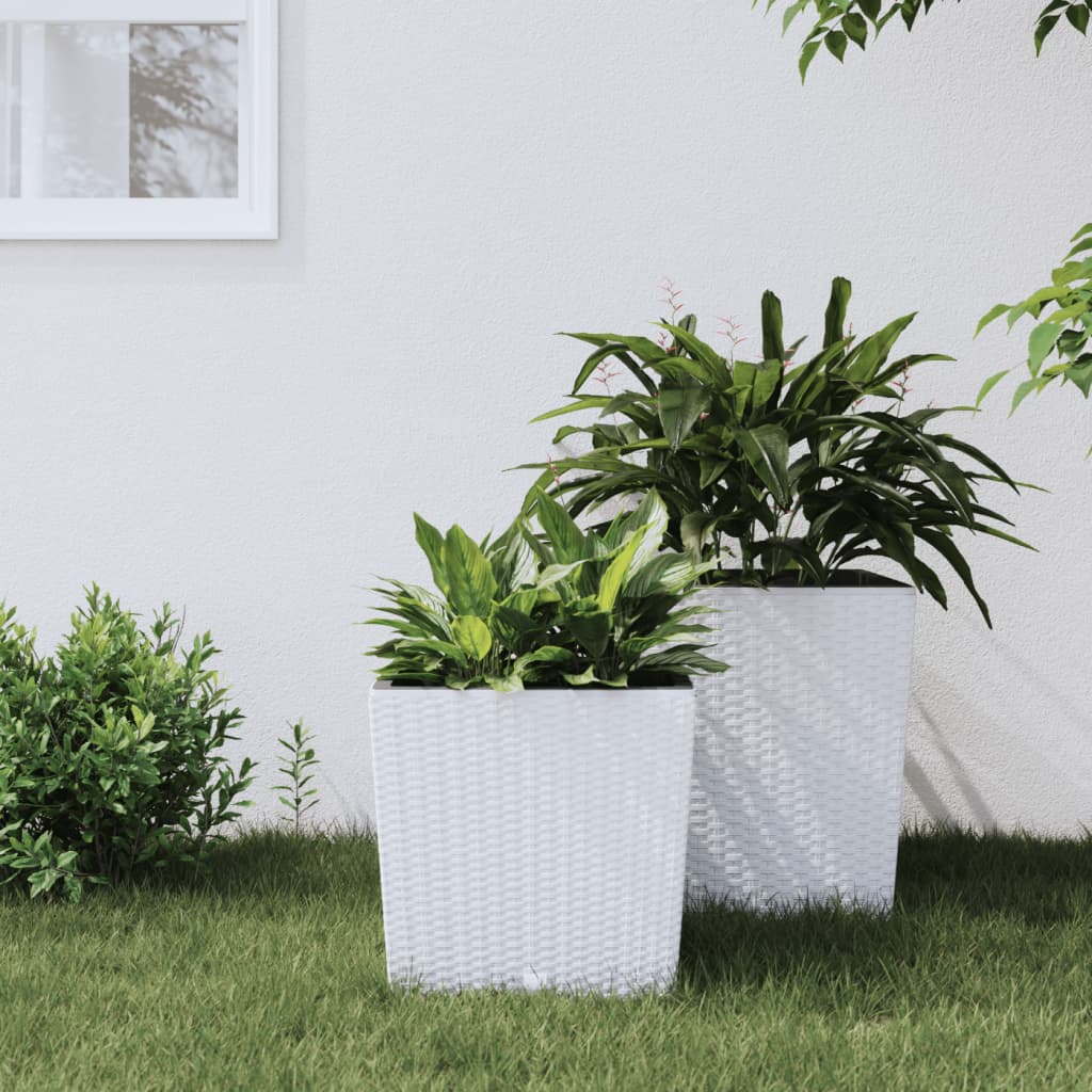 Plantenbak met uitneembare bak rattan-look 21/32 L PP wit is nu te koop bij PeponiXL, paradijselijk wonen!