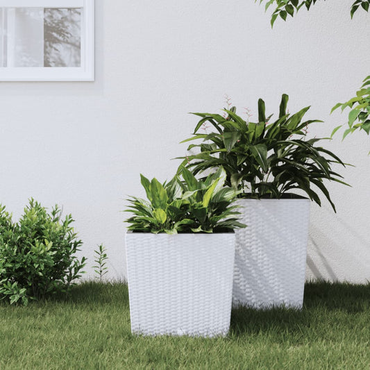 Plantenbak met uitneembare bak rattan-look 21/32 L PP wit is nu te koop bij PeponiXL, paradijselijk wonen!