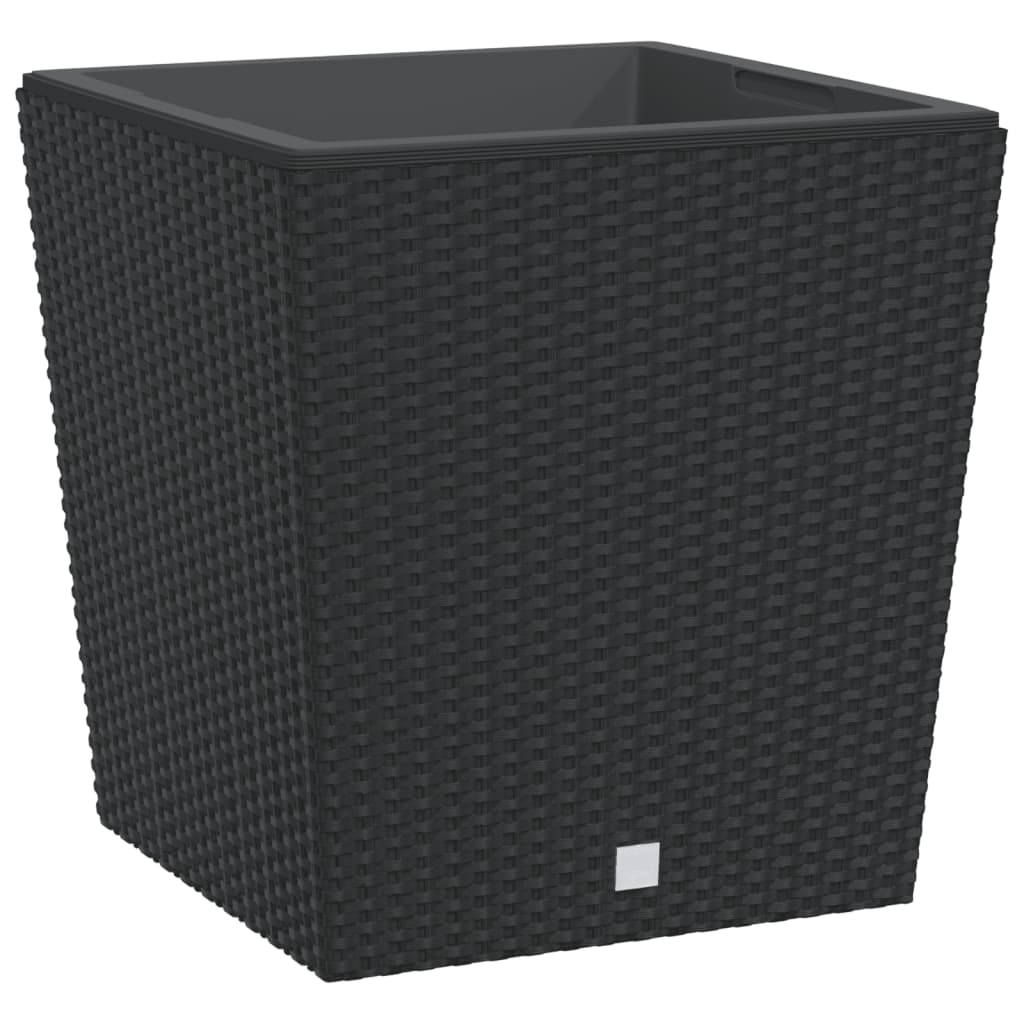 Plantenbak met uitneembare bak rattan-look 37/64 L PP antraciet is nu te koop bij PeponiXL, paradijselijk wonen!
