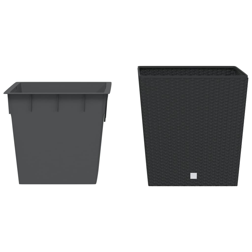 Plantenbak met uitneembare bak rattan-look 37/64 L PP antraciet is nu te koop bij PeponiXL, paradijselijk wonen!