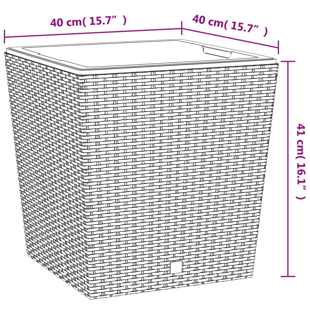 Plantenbak met uitneembare bak rattan-look 37/64 L PP antraciet is nu te koop bij PeponiXL, paradijselijk wonen!