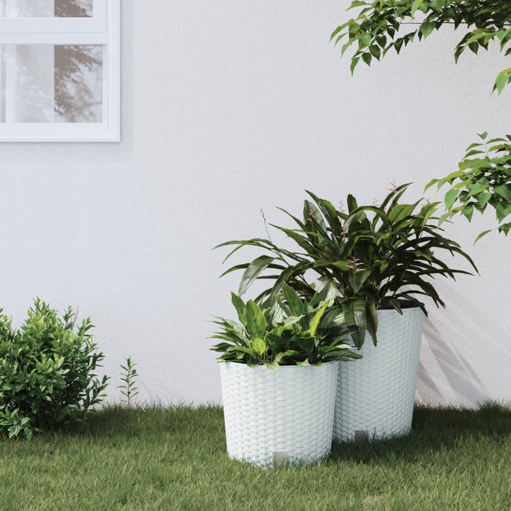 Plantenbak met uitneembare bak rattan-look 15/15,3 L PP wit is nu te koop bij PeponiXL, paradijselijk wonen!