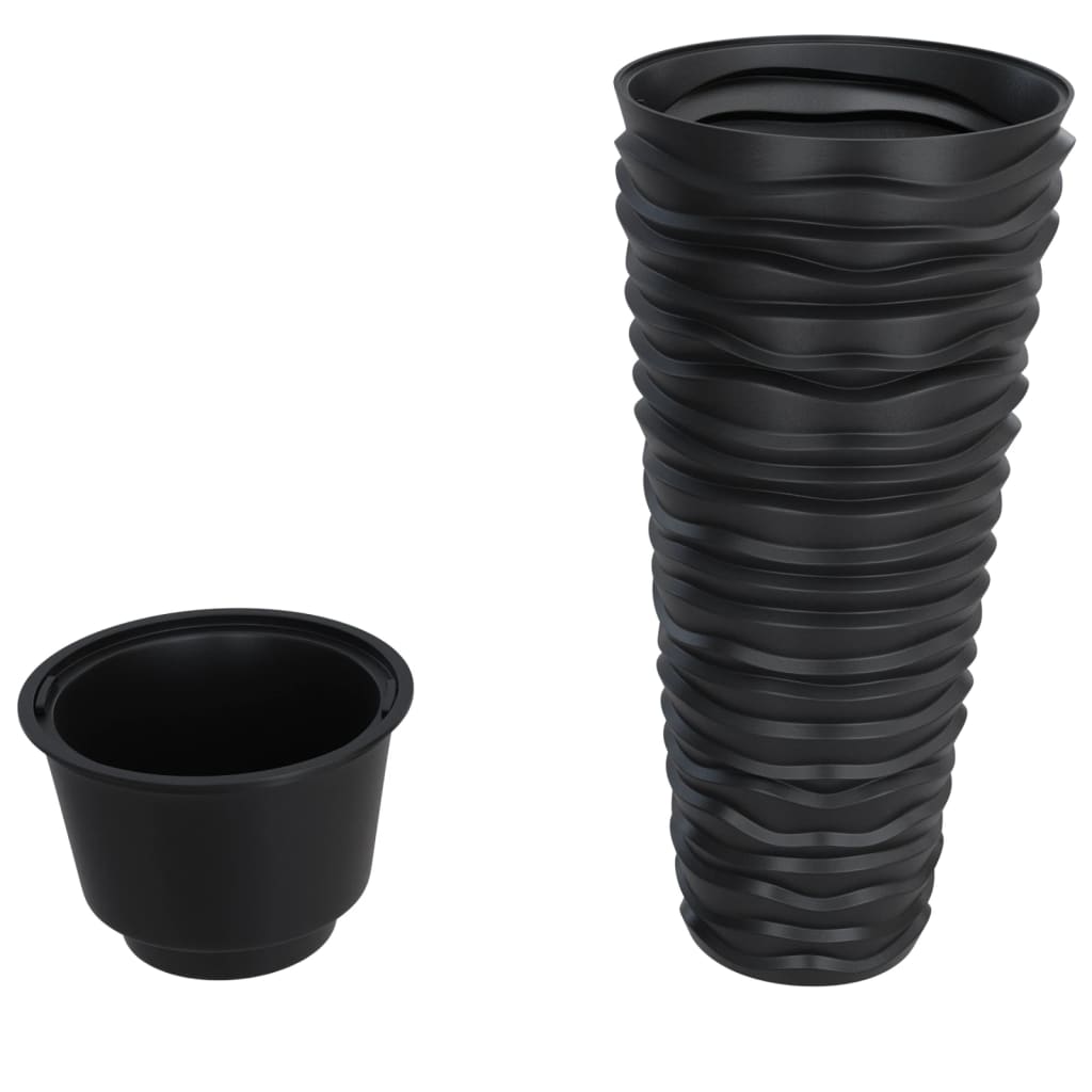 Plantenbak met uitneembare bak geribbeld 18/45 L PP antraciet is nu te koop bij PeponiXL, paradijselijk wonen!
