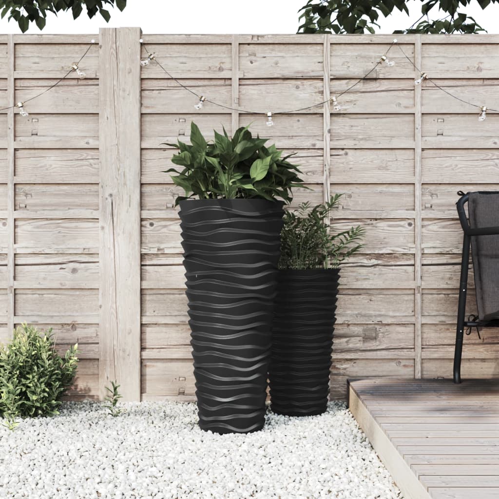 Plantenbak met uitneembare bak geribbeld 18/45 L PP antraciet is nu te koop bij PeponiXL, paradijselijk wonen!